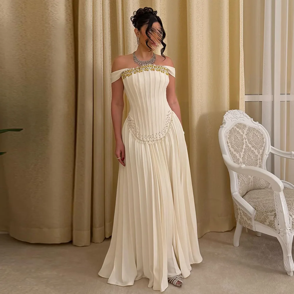 Elegant Off the Shoulder Short Sleeves Evening Dress Customized High Quality Crystal A-Line Party Dress Floor Length Prom Dress
Elegant Off the Shoulder Short Sleeves Evening Dress Customized High Quality Crystal A-Line Party Dress Floor Length Prom Dress
