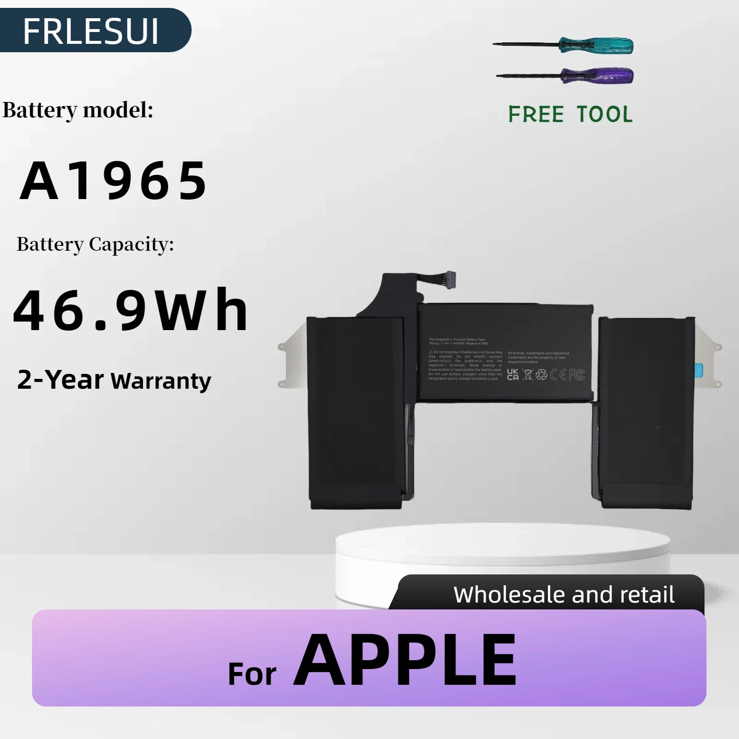 Factory Direct FRLESUI A1965 49.9Wh Battery for MacBook Air 13" 2018-2020 | A1932/A2179 | Long-Lasting +2-Year Warranty
Factory Direct FRLESUI A1965 49.9Wh Battery for MacBook Air 13" 2018-2020 | A1932/A2179 | Long-Lasting +2-Year Warranty