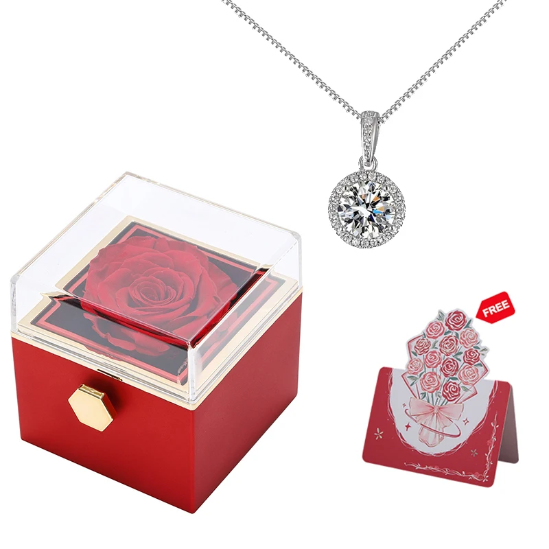 Rotating Eternal Flower Rose Gift Box with S925 Sterling Silver Necklace Jewelry Set - Timeless Elegance for Wife, Mom and Women
Rotating Eternal Flower Rose Gift Box with S925 Sterling Silver Necklace Jewelry Set - Timeless Elegance for Wife, Mom and Women