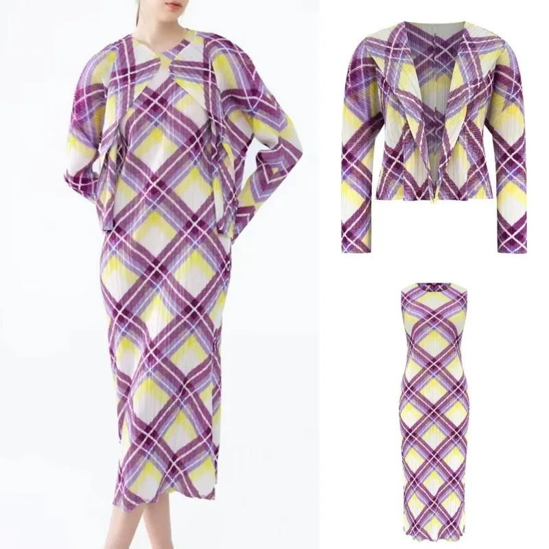 Miyake плиссированная юбка-плинз, комплект 2024 года, весна и осень, новое клетчатое платье, складная куртка из 2 предметов с лацканами, тонкая женская юбка трапециевидной формы
Miyake плиссированная юбка-плинз, комплект 2024 года, весна и осень, новое клетчатое платье, складная куртка из 2 предметов с лацканами, тонкая женская юбка трапециевидной формы