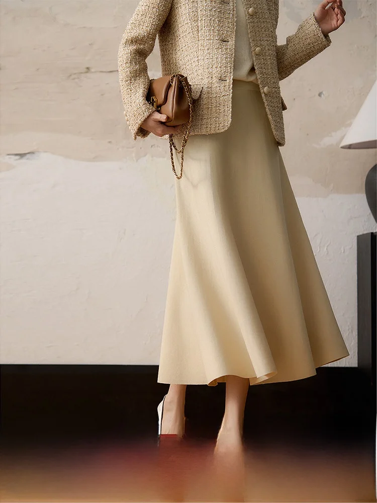 Xhange Simple Stylish Women's Soft A-Line Midi Skirt City Commute Friendly Breathable Viscose Knitted Umbrella Skirt
Xhange Simple Stylish Women's Soft A-Line Midi Skirt City Commute Friendly Breathable Viscose Knitted Umbrella Skirt