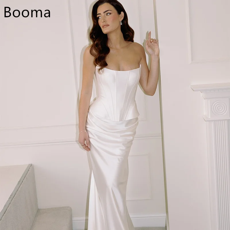 Booma Elegant Mermaid Wedding Dresses Strapless Sleeveless Long Satin Simple Shiny Brides Gown Custom Made 2025
Booma Elegant Mermaid Wedding Dresses Strapless Sleeveless Long Satin Simple Shiny Brides Gown Custom Made 2025