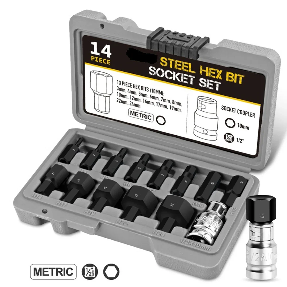 14pcs/set 3mm-24mm Socket Set Hex Bit Head For Ratchet Wrench 1/2 Inch Drive Screwdrivers Tools Power Tool Accessories
14pcs/set 3mm-24mm Socket Set Hex Bit Head For Ratchet Wrench 1/2 Inch Drive Screwdrivers Tools Power Tool Accessories