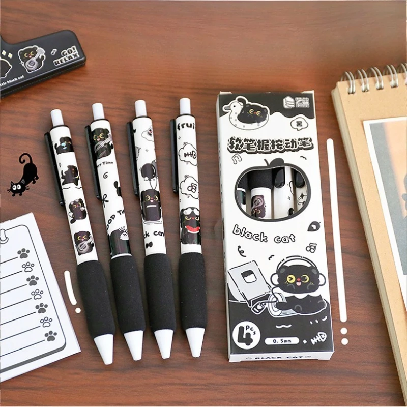 4Pcs/box Kawaii Cartoon Black Cat Gel Pen Black Ink Writing Pen 0.5mm ST Pen Tip Student Stationery Cute School Supplies
4Pcs/box Kawaii Cartoon Black Cat Gel Pen Black Ink Writing Pen 0.5mm ST Pen Tip Student Stationery Cute School Supplies