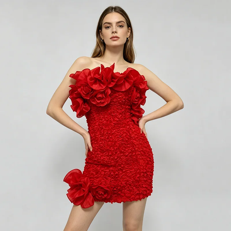 Elegant Off Shoulder 3D Floral Prom Dress Strapless Backless Slimming Mini Dresses Celebrity Cocktail Party Evening Gowns
Elegant Off Shoulder 3D Floral Prom Dress Strapless Backless Slimming Mini Dresses Celebrity Cocktail Party Evening Gowns