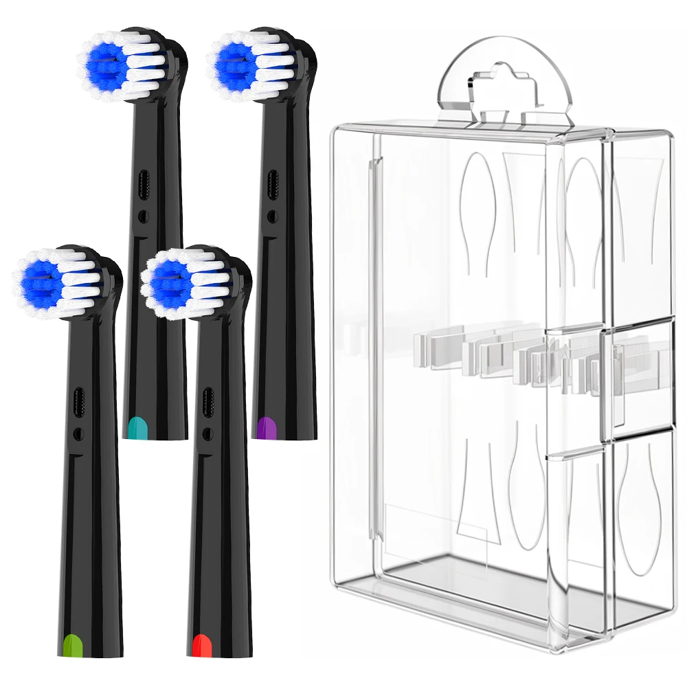 4pcs Soft Rotating Replacement Brush Heads with Clear Toothbrush Head Travel Case Compatible with Oral B Electric Toothbrushes
4pcs Soft Rotating Replacement Brush Heads with Clear Toothbrush Head Travel Case Compatible with Oral B Electric Toothbrushes
