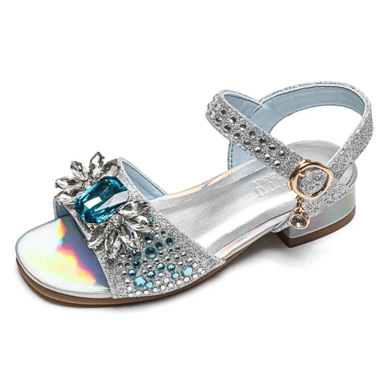Туфли принцессы с кристаллами для девочек, новинка лета 2025, детские сандалии на толстом каблуке, модная пляжная обувь для выступлений для девочек со стразами 
Туфли принцессы с кристаллами для девочек, новинка лета 2025, детские сандалии на толстом каблуке, модная пляжная обувь для выступлений для девочек со стразами