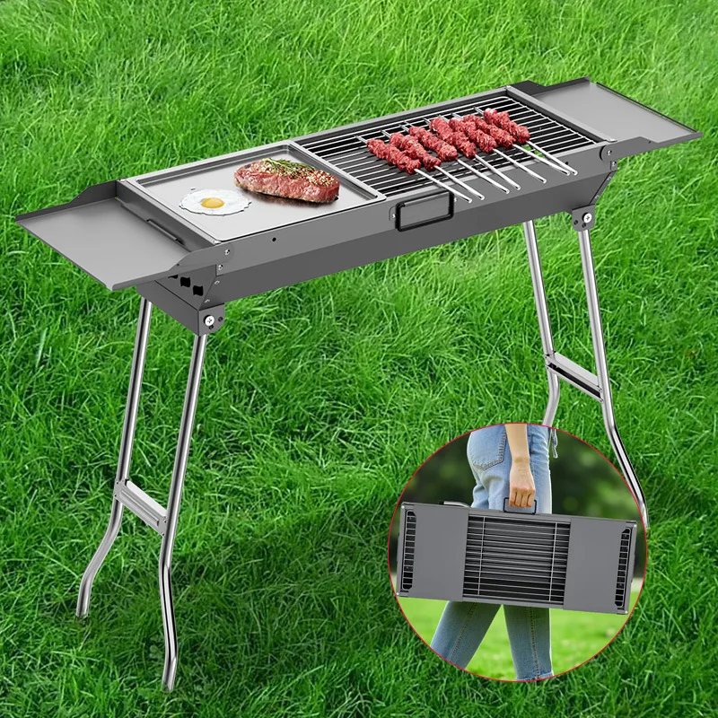 Stainless Steel Foldable BBQ Grill Set with Side Shelves & Griddle Plate, Portable Charcoal Grill for Patio Backyard
Stainless Steel Foldable BBQ Grill Set with Side Shelves & Griddle Plate, Portable Charcoal Grill for Patio Backyard