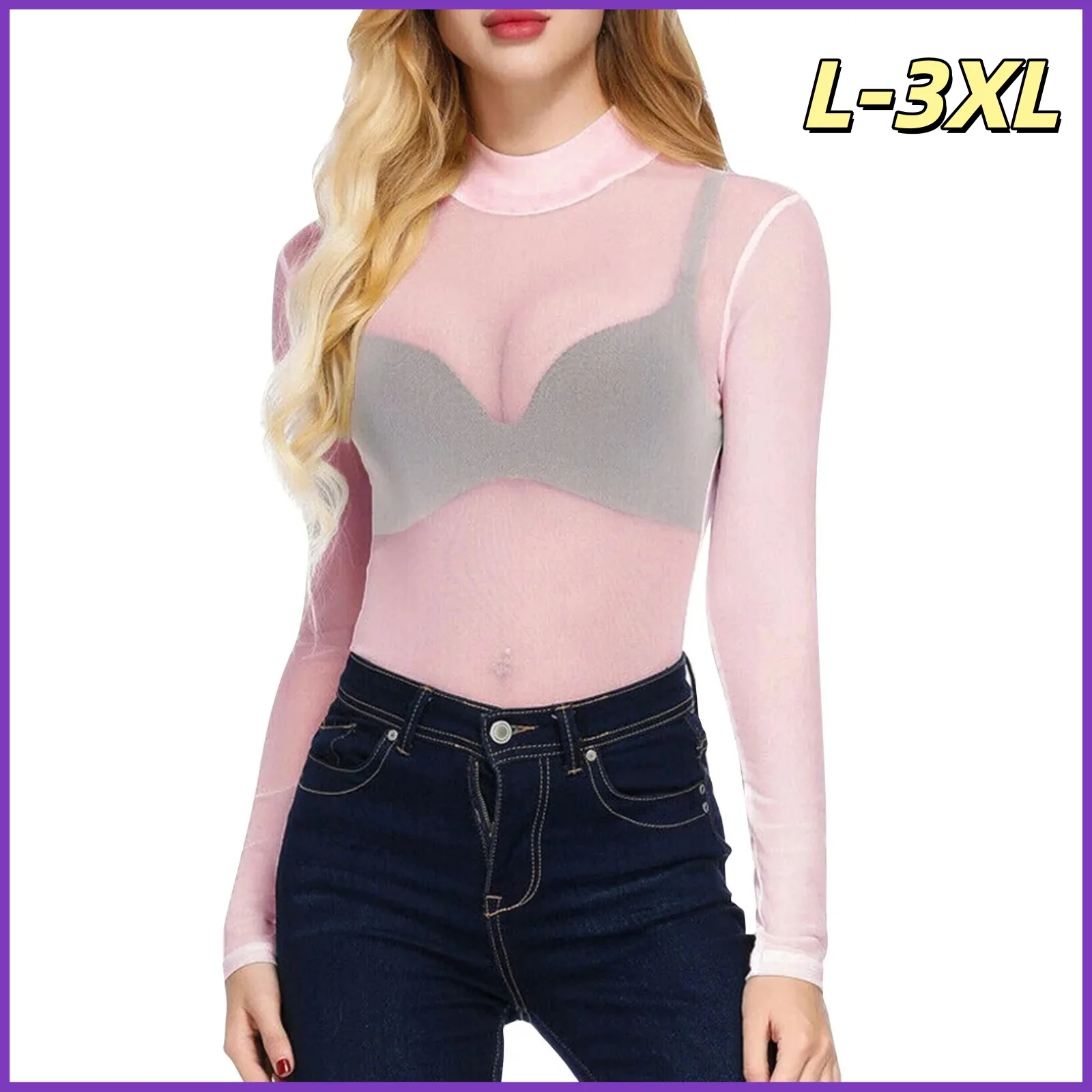 Ультратонкая сетчатая футболка больших размеров для женщин, сексуальный тонкий прозрачный сетчатый топ, эластичная плотная рубашка с длинными рукавами и полувысоким воротником
Ультратонкая сетчатая футболка больших размеров для женщин, сексуальный тонкий прозрачный сетчатый топ, эластичная плотная рубашка с длинными рукавами и полувысоким воротником