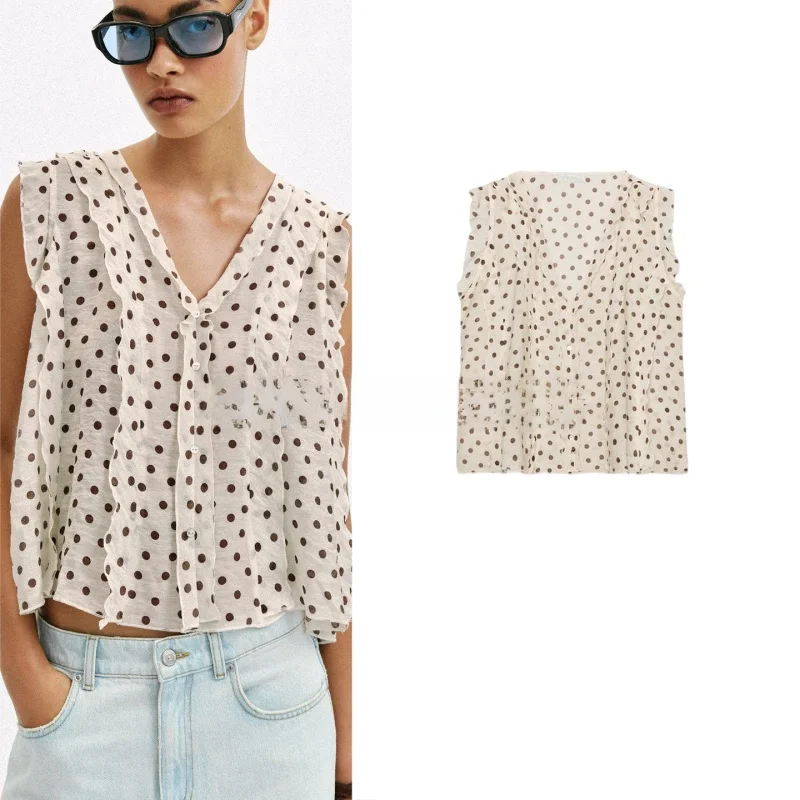 Summer New Women's Sleeveless V-neck Polka Dot Print Shirt Top Layered Decoration Polyester Skin-friendly Breathable
Summer New Women's Sleeveless V-neck Polka Dot Print Shirt Top Layered Decoration Polyester Skin-friendly Breathable