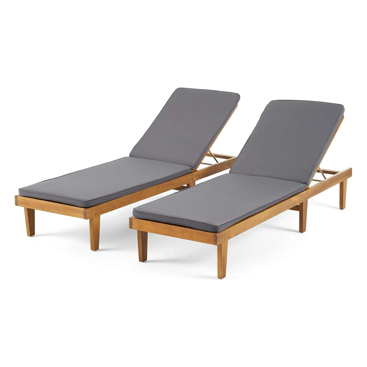 Outdoor Cushioned Chaise Lounge Set Of 2 Teak Finish Dark Gray, Customized
Outdoor Cushioned Chaise Lounge Set Of 2 Teak Finish Dark Gray, Customized