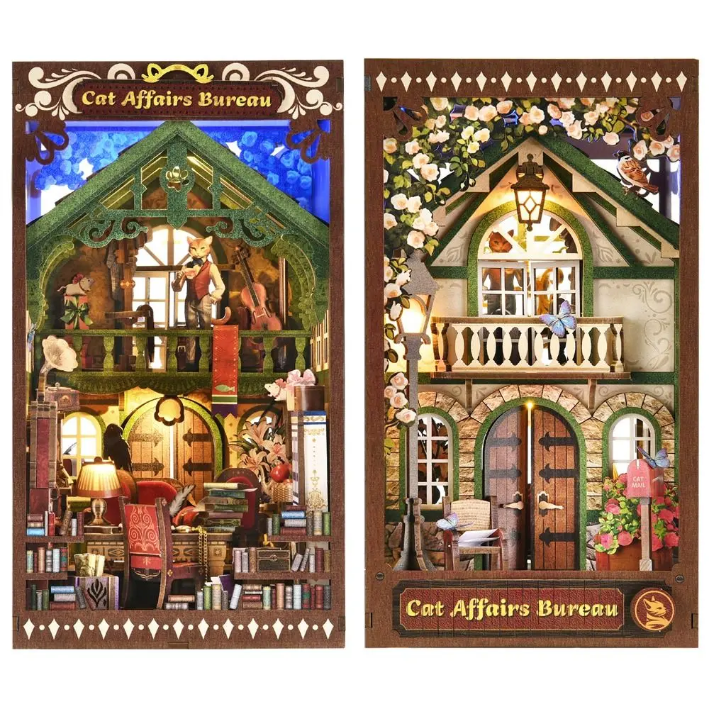 New DIY Book Nook Kit Cat Affairs Bureau Double-sided 3D Puzzle Gift Wooden Bookends Model Building Kit Arts Crafts
New DIY Book Nook Kit Cat Affairs Bureau Double-sided 3D Puzzle Gift Wooden Bookends Model Building Kit Arts Crafts