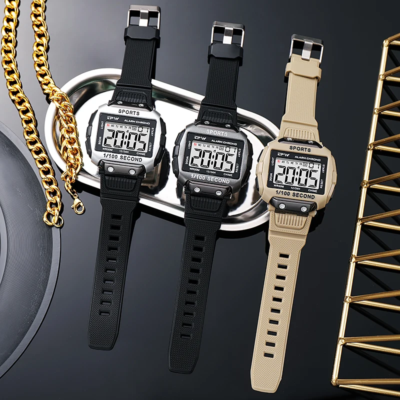 Classic Men Digital Watch Big 5ATM Waterproof Sport WristWatch Trendy Design Electronic LED Screen Week Display Relojes Digitale
Classic Men Digital Watch Big 5ATM Waterproof Sport WristWatch Trendy Design Electronic LED Screen Week Display Relojes Digitale