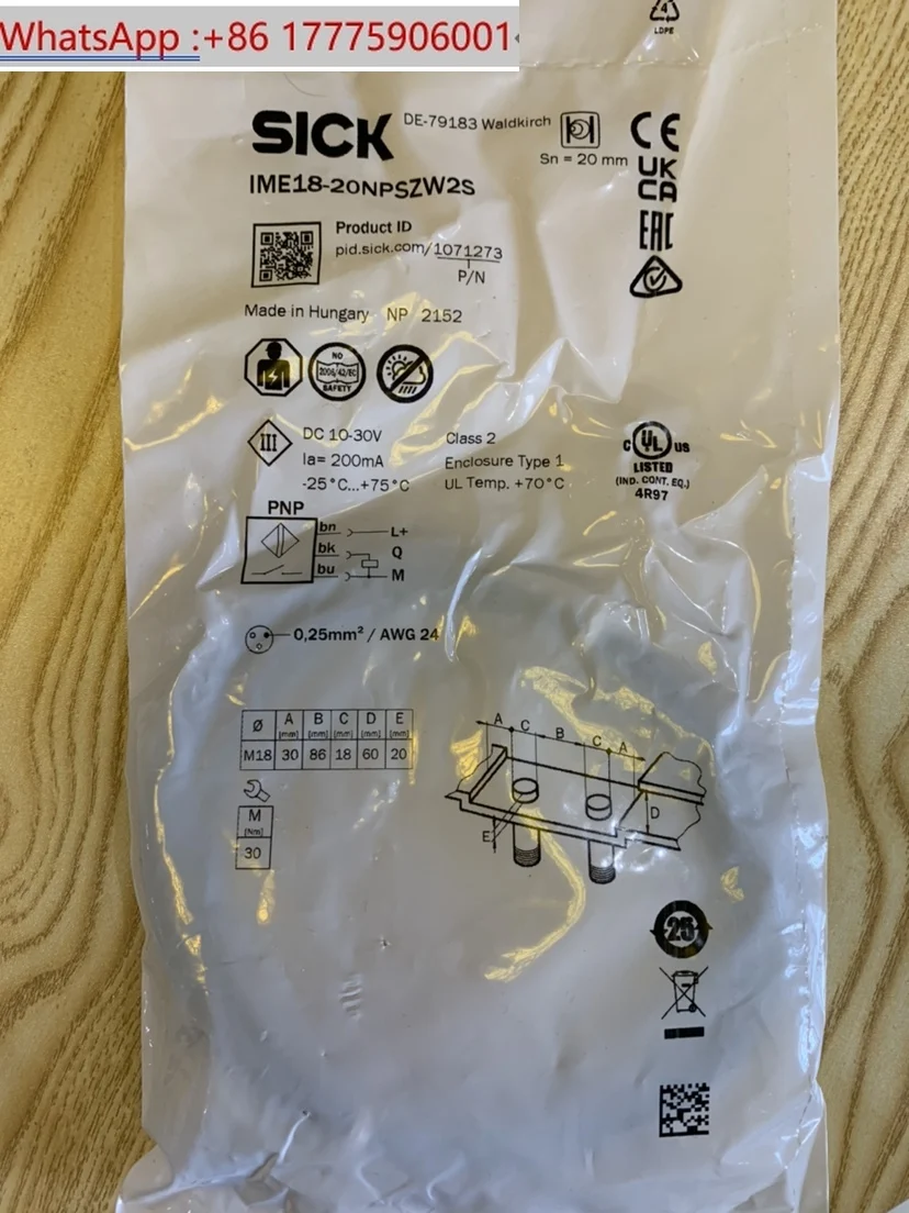 German SICK proximity switch IME18-20NPSZW2S brand new original genuine
German SICK proximity switch IME18-20NPSZW2S brand new original genuine