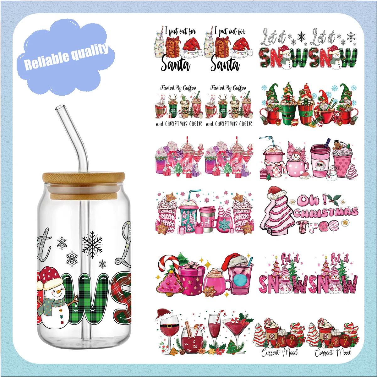 Christmas Decal UV DTF Cup Wrap For 16OZ Cup Wrap Transfer Sticker Custom Label DIY Logo Self Adhesive
Christmas Decal UV DTF Cup Wrap For 16OZ Cup Wrap Transfer Sticker Custom Label DIY Logo Self Adhesive