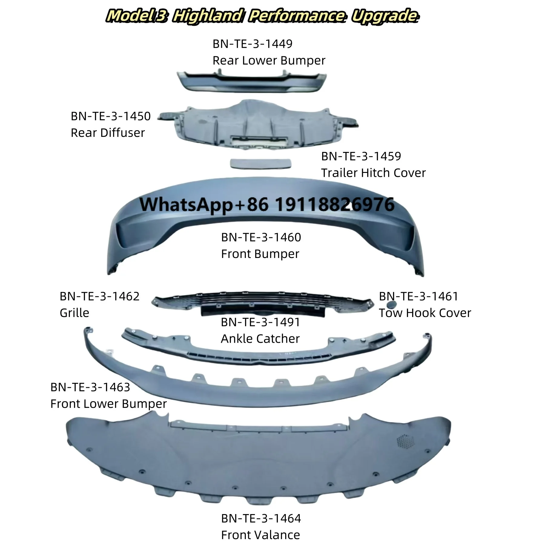 BAINEL Body Upgrade Kit (Front Bumper& Rear Bumper) for MODEL 3 Highland Performance OE 1818918-00-F 1831979-00-A
BAINEL Body Upgrade Kit (Front Bumper& Rear Bumper) for MODEL 3 Highland Performance OE 1818918-00-F 1831979-00-A