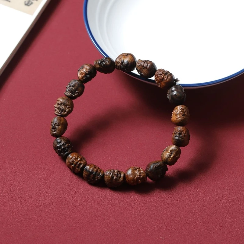 Fusen Red Clay Agarwood Bracelet, Eighteen Arhat Single Circle, High-end Carved Pure Natural Wooden Play Bracelet 
Fusen Red Clay Agarwood Bracelet, Eighteen Arhat Single Circle, High-end Carved Pure Natural Wooden Play Bracelet