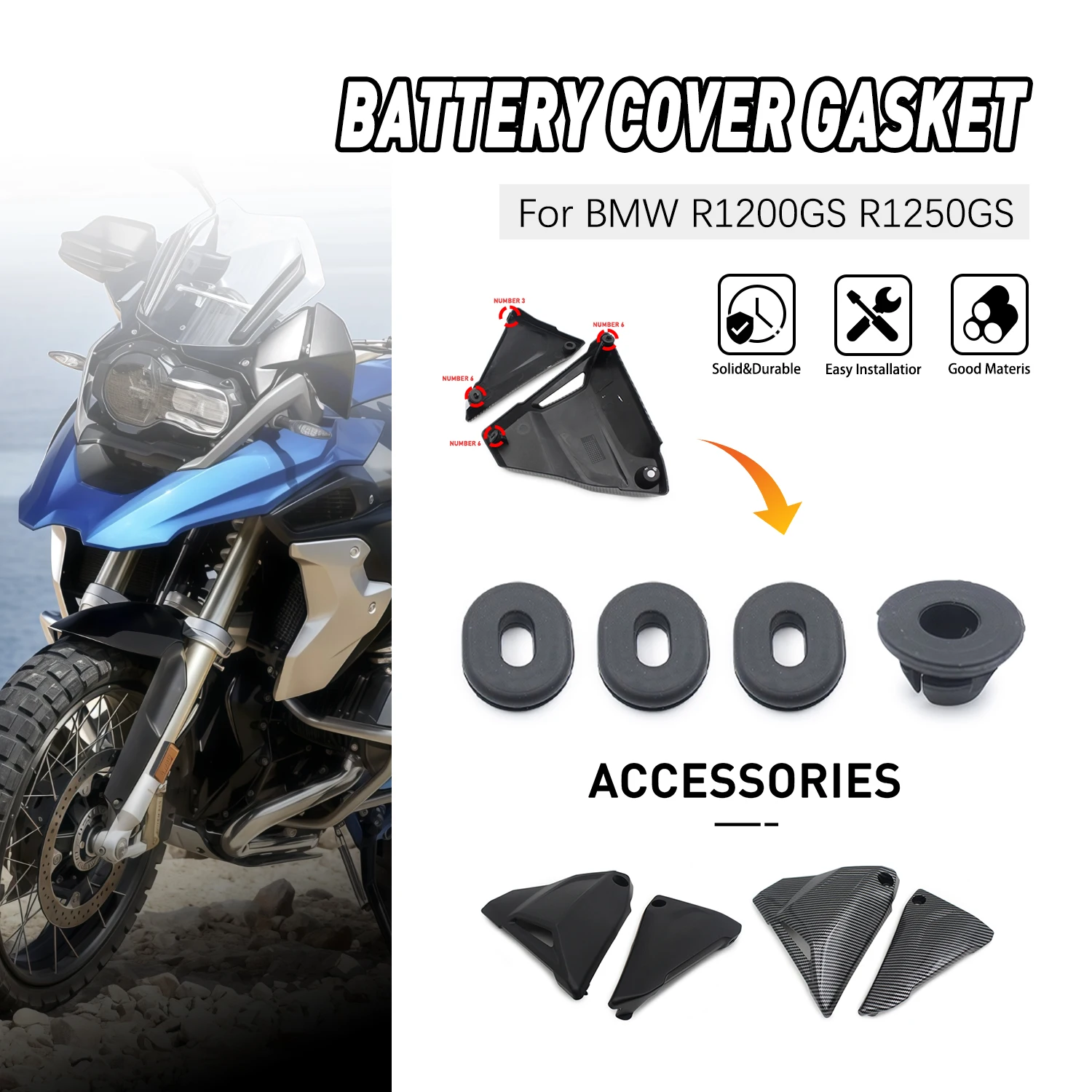 Battery Covers Rubber Gasket Kit accessories moto For BMW R1200GS R1250GS R1200R K53 R1200RS K54 R1250RS R1200RS