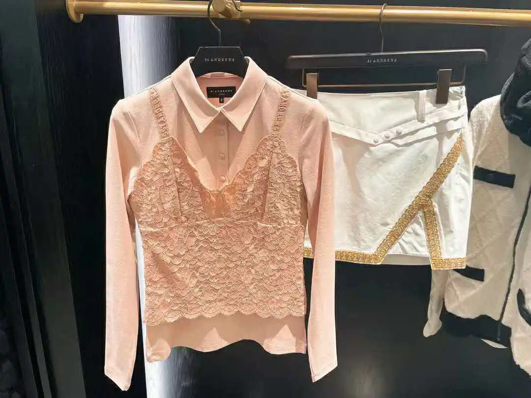 Korean Style Golf Polo Shirts Women Lace Jacquard Camisole Design Long Sleeve Sun Protection Breathable Anti-Sweat Golf Tops
Korean Style Golf Polo Shirts Women Lace Jacquard Camisole Design Long Sleeve Sun Protection Breathable Anti-Sweat Golf Tops