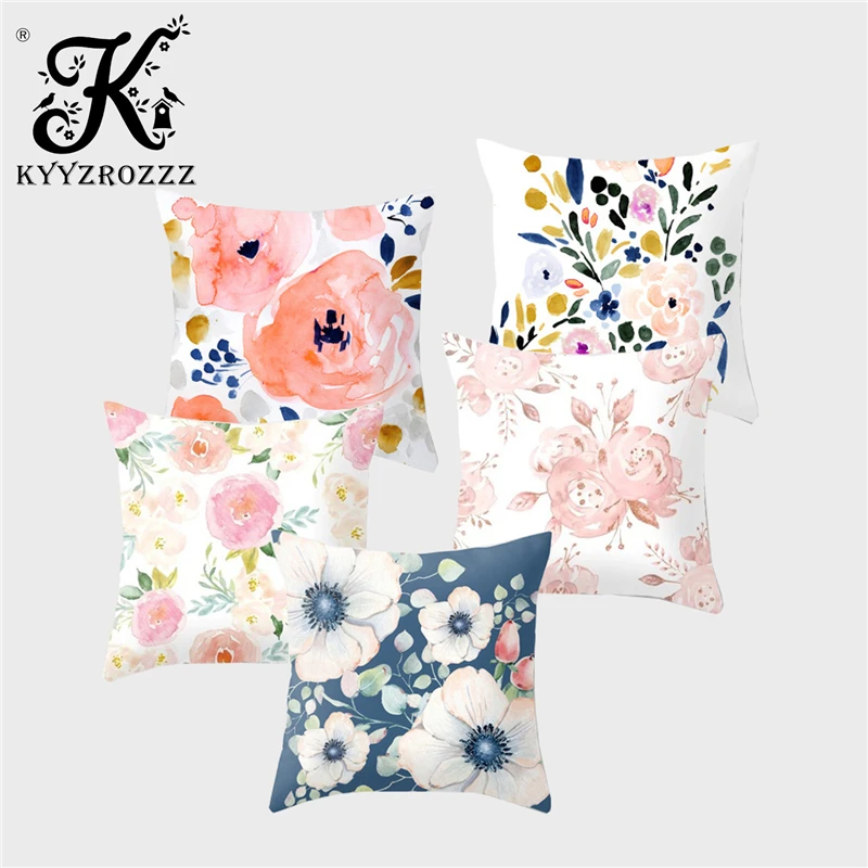 

Flower Plant Cushion Cover Pastoral Small Fresh Printed Polyester Pillowcase Decoration Home Office Pillowcase Water Bottle