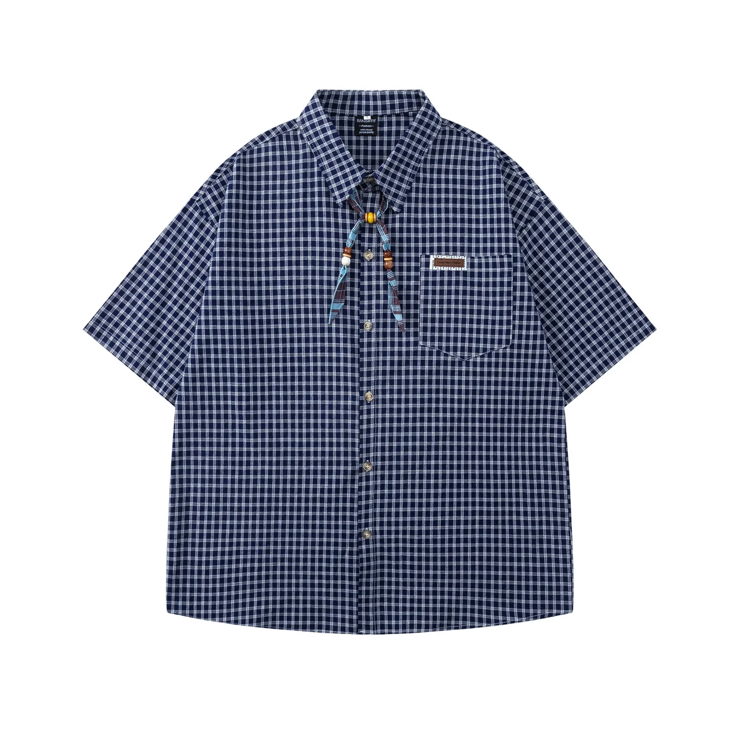 Retro Ribbon Checkered Shirts Mens Summer Retro Casual Loose Single Breasted Lapel Half-Sleeve Curved Hem Shirts Man for couples
Retro Ribbon Checkered Shirts Mens Summer Retro Casual Loose Single Breasted Lapel Half-Sleeve Curved Hem Shirts Man for couples