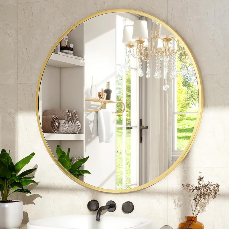 20 Inch Round Mirror - Circle Mirrors Bathroom, Entryway and Living Room Wall Decor, Modern Hanging Vanity Mirror, Matte Gol
20 Inch Round Mirror - Circle Mirrors Bathroom, Entryway and Living Room Wall Decor, Modern Hanging Vanity Mirror, Matte Gol