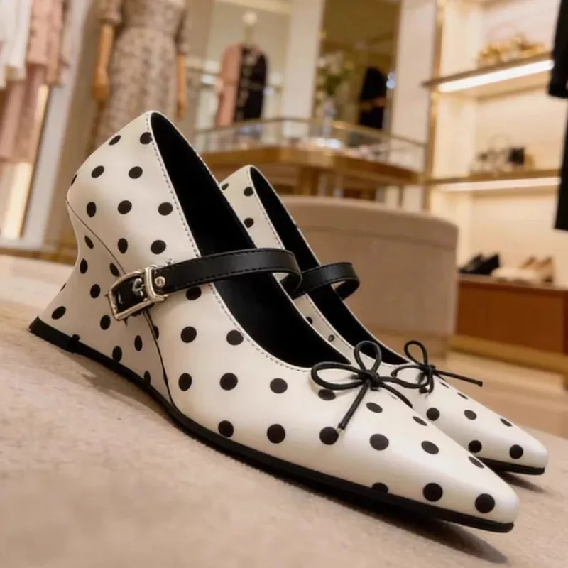 French Bow Mary Jane Shoes Women 2026 New Pointed Toe Shallow Mouth Slip Strap Wedge Single Shoes High Heels
French Bow Mary Jane Shoes Women 2026 New Pointed Toe Shallow Mouth Slip Strap Wedge Single Shoes High Heels