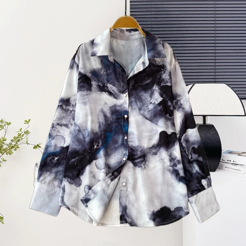 Summer,Korean,Style,Loose,Blouse,Chic,Sexy,Polo collar,Print,Tie-dye,Single-breasted,Women,Long Sleeve,Shirt,Casual,Tops,57103 
Summer,Korean,Style,Loose,Blouse,Chic,Sexy,Polo collar,Print,Tie-dye,Single-breasted,Women,Long Sleeve,Shirt,Casual,Tops,57103
