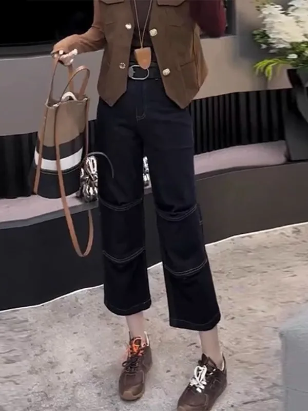High Waist Knife Denim Jeans Women's Spring Autumn New Large Size Pear Shape Small Size Slim Straight Cut off at Knee
High Waist Knife Denim Jeans Women's Spring Autumn New Large Size Pear Shape Small Size Slim Straight Cut off at Knee