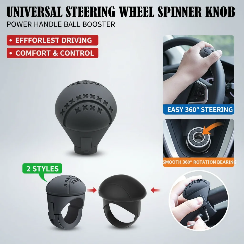 Universal Steering Wheel Spinner Knob 360 Degree Rotation Bearing Power Handle Ball Booster for Car Driving Control Accessory
Universal Steering Wheel Spinner Knob 360 Degree Rotation Bearing Power Handle Ball Booster for Car Driving Control Accessory