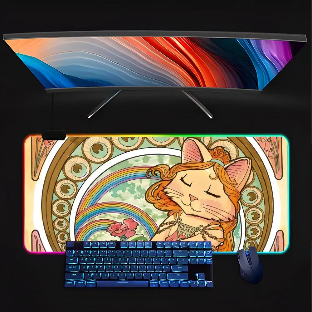 Claude Monet Van Gogh Funny Cat Art Mouse Pad Keyboard LED RGB Pc Gamer Glowing Rubber mause pad Cute Cartoon Gaming Computer
Claude Monet Van Gogh Funny Cat Art Mouse Pad Keyboard LED RGB Pc Gamer Glowing Rubber mause pad Cute Cartoon Gaming Computer