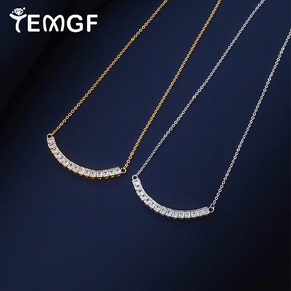 TEMGF S925 Sterling Silver Necklace 18K Plated Chain 3*3mm Zircon Inlay Fine Pendant for Women Elegant Simple Fashion Item Gifts
TEMGF S925 Sterling Silver Necklace 18K Plated Chain 3*3mm Zircon Inlay Fine Pendant for Women Elegant Simple Fashion Item Gifts