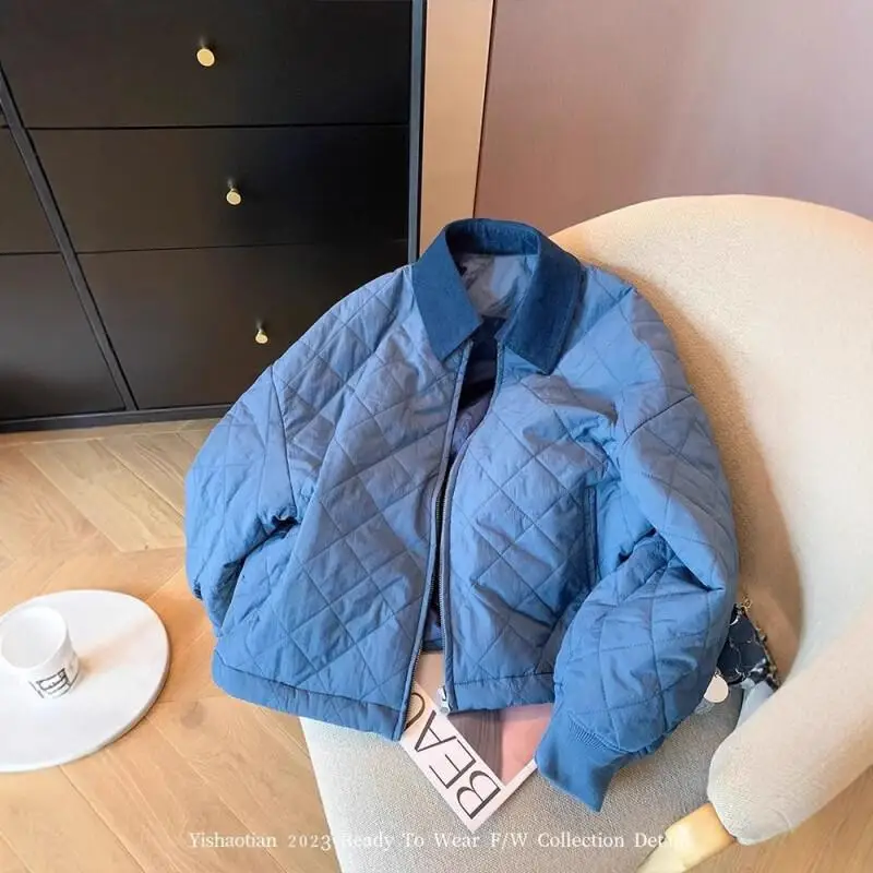 blue retro lapel zipper cotton-padded jacket Women's autumn winter loose versatile keep warm coat Ethereal fashionable casual
blue retro lapel zipper cotton-padded jacket Women's autumn winter loose versatile keep warm coat Ethereal fashionable casual