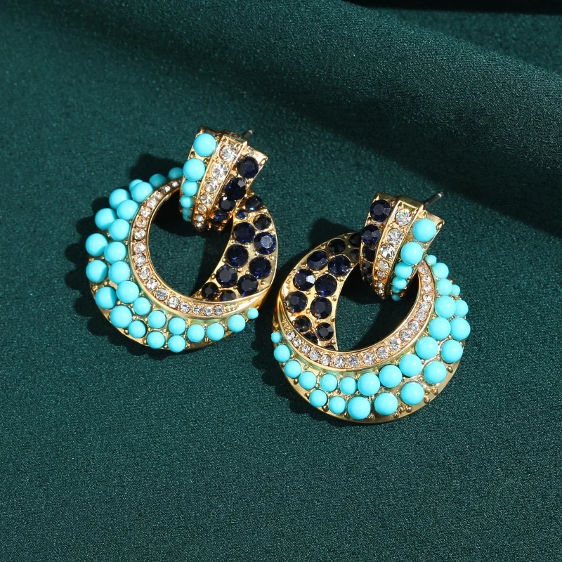 Vintage Turquoise Earrings Black Rhinestone Crossed Circular For Woman Trendy Luxury Antique Jewelry High Quality Wedding Gift
Vintage Turquoise Earrings Black Rhinestone Crossed Circular For Woman Trendy Luxury Antique Jewelry High Quality Wedding Gift
