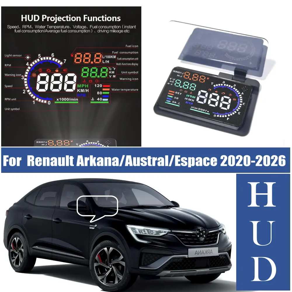 Car HUD Head Up Display LED Windshield Projection For Renault Arkana LJL 2020-2026 Austral AR1 2022-2026 Espace JFC 2023-2026
Car HUD Head Up Display LED Windshield Projection For Renault Arkana LJL 2020-2026 Austral AR1 2022-2026 Espace JFC 2023-2026