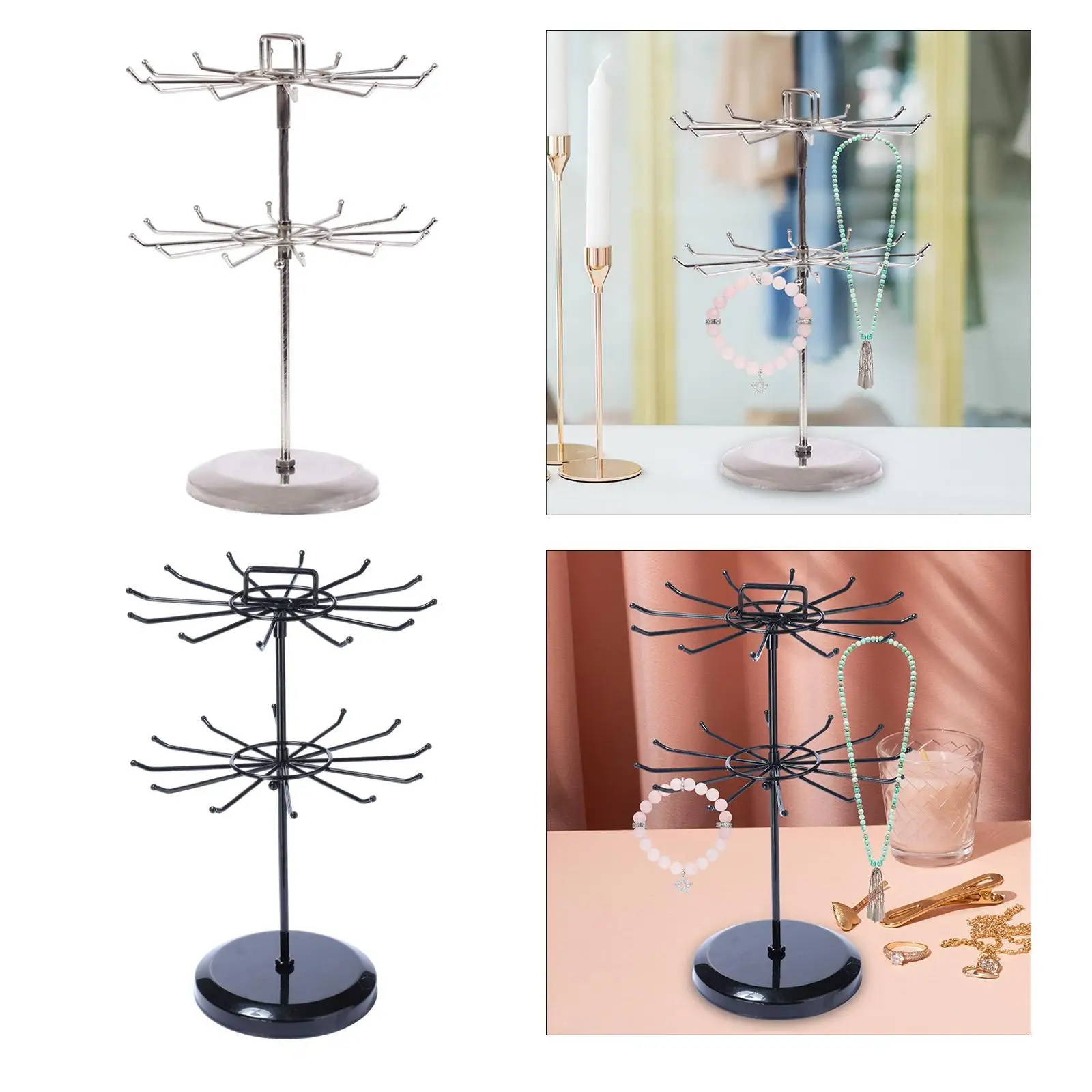 Rotating Necklace Holder Jewelry Display Rack for Women 2 Tier Metal Bracelet Jewelry Display Stand
Rotating Necklace Holder Jewelry Display Rack for Women 2 Tier Metal Bracelet Jewelry Display Stand