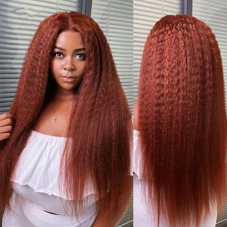 34 Inch Reddish Brown Kinky Straight HD Lace Wigs 13x4 Human Hair 180% Density Brazilian Colored 4x4 Lace Front Wig Preplucked
34 Inch Reddish Brown Kinky Straight HD Lace Wigs 13x4 Human Hair 180% Density Brazilian Colored 4x4 Lace Front Wig Preplucked