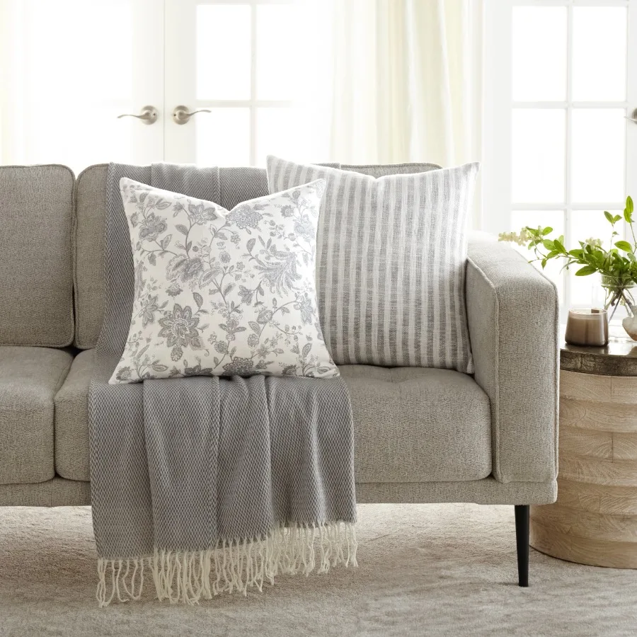 2-Pack Decor Throw Pillows Gray Yarn-Dyed Bengal Stripe and Jacobean
2-Pack Decor Throw Pillows Gray Yarn-Dyed Bengal Stripe and Jacobean