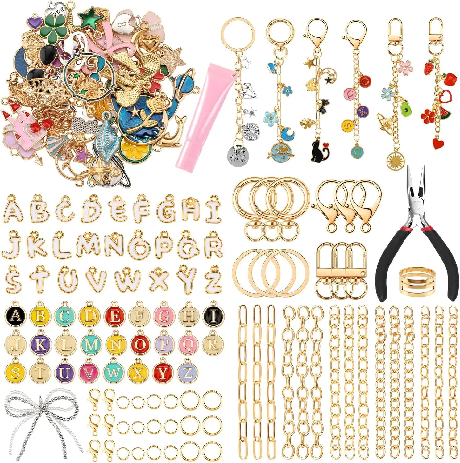 413 Piece DIY Keychain Craft Kit with Lip Gloss Charms for Handmade Gift Projects
413 Piece DIY Keychain Craft Kit with Lip Gloss Charms for Handmade Gift Projects