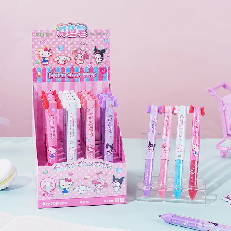 24pcs Hellokitty Kuromi Cartoon 0.7mm Ballpoint Pen Two Colors Quick Drying Markings Press Gel Pen Student Supplies Stationery
24pcs Hellokitty Kuromi Cartoon 0.7mm Ballpoint Pen Two Colors Quick Drying Markings Press Gel Pen Student Supplies Stationery