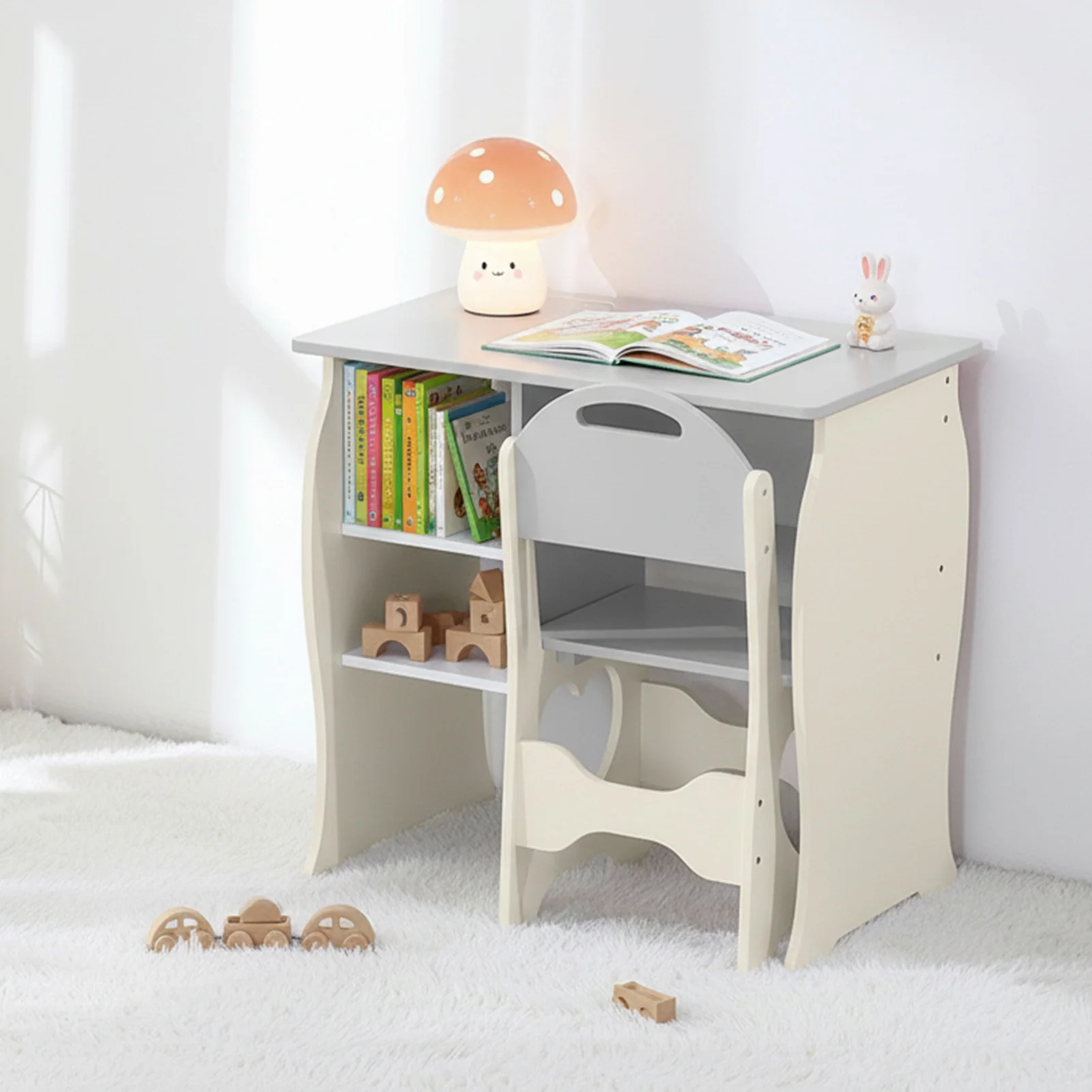 Kids Desk and Chair Set Multifunctional White and Grey Toddler Student Writing Table Set for Home School
Kids Desk and Chair Set Multifunctional White and Grey Toddler Student Writing Table Set for Home School