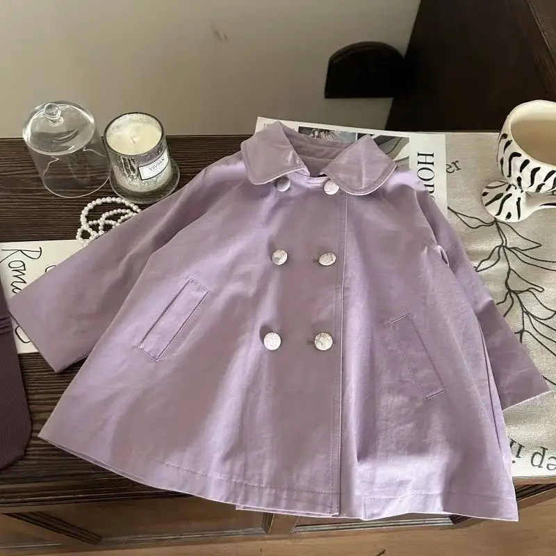 Spring and Autumn Girls' Windbreaker Coat Fashionable Children's Stylish Medium to Long Solid Color Double breasted Coat
Spring and Autumn Girls' Windbreaker Coat Fashionable Children's Stylish Medium to Long Solid Color Double breasted Coat