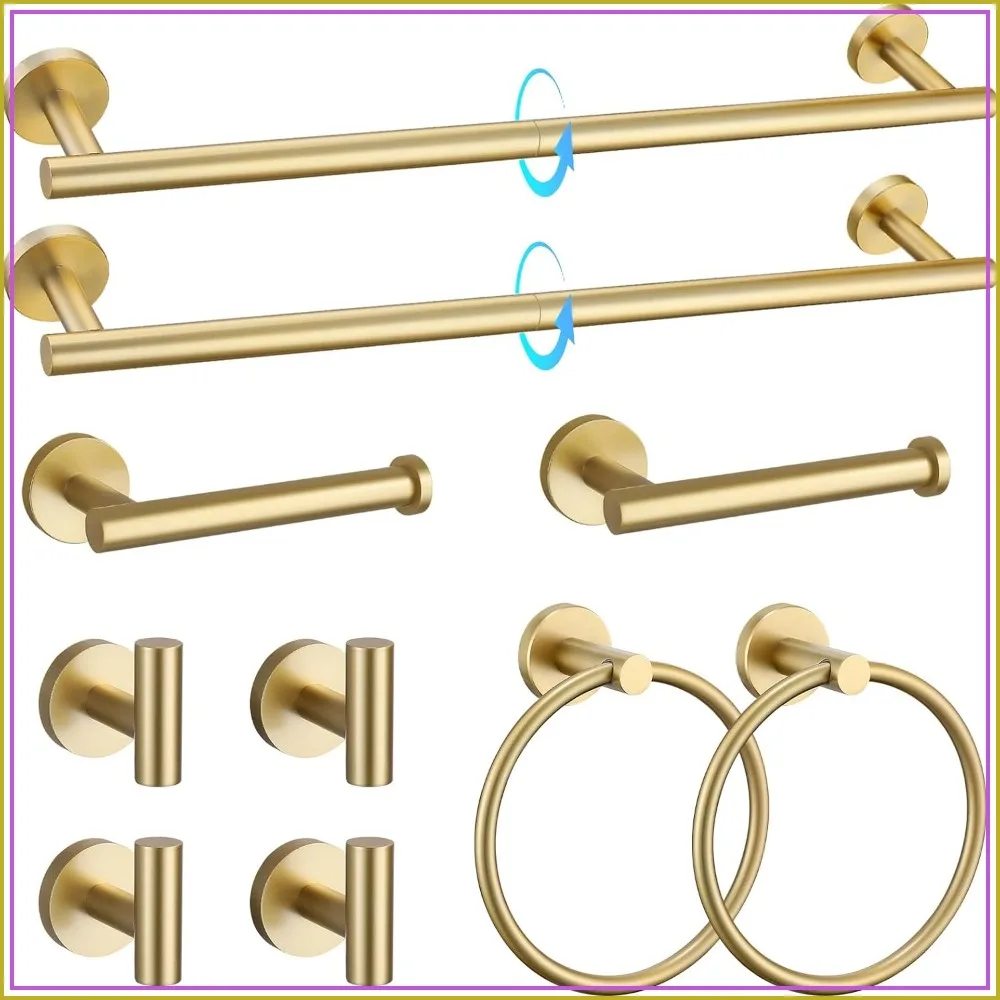10-Piece Brushed Gold Bathroom Hardware Set, SUS304 Stainless Steel Towel Bar Holder 23.6 Inch Wall Mounted
10-Piece Brushed Gold Bathroom Hardware Set, SUS304 Stainless Steel Towel Bar Holder 23.6 Inch Wall Mounted