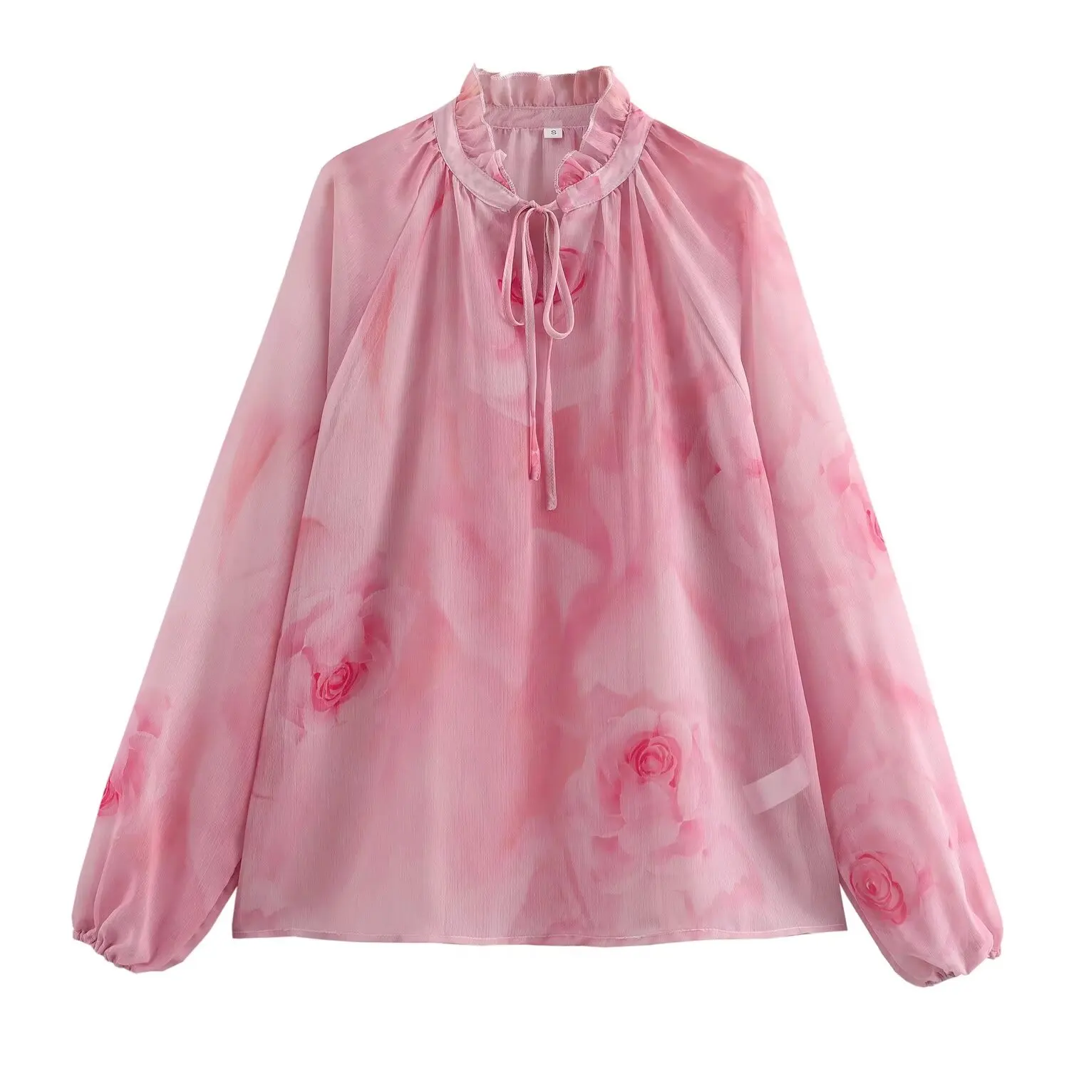European and American style French niche ruffled collar tie hollow chiffon micro-transparent long-sleeved shirt women's early au
European and American style French niche ruffled collar tie hollow chiffon micro-transparent long-sleeved shirt women's early au