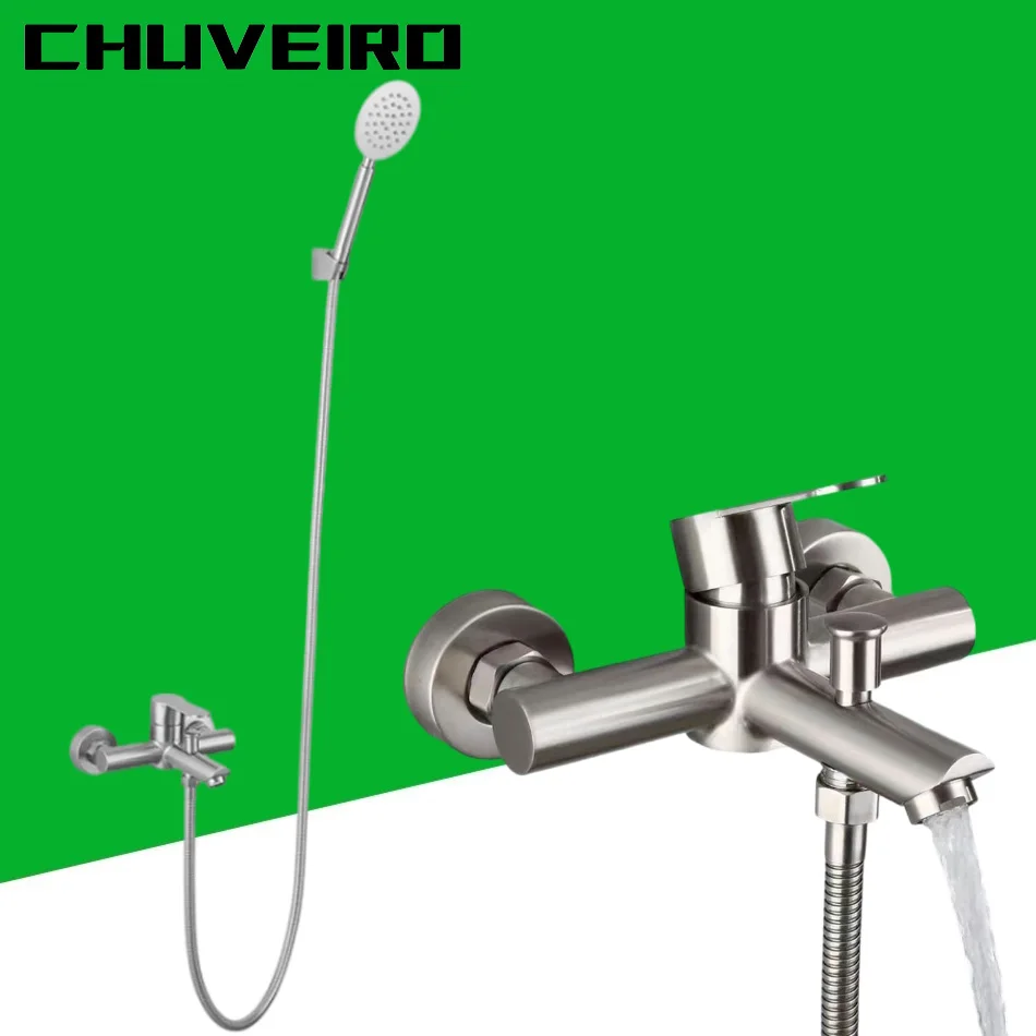 Bathtub Faucet 304 Stainless Steel Wall Mount Bath Handheld Shower Head Hot and Cold Water Mixer Tap Shower Faucet for Bathroom
Bathtub Faucet 304 Stainless Steel Wall Mount Bath Handheld Shower Head Hot and Cold Water Mixer Tap Shower Faucet for Bathroom