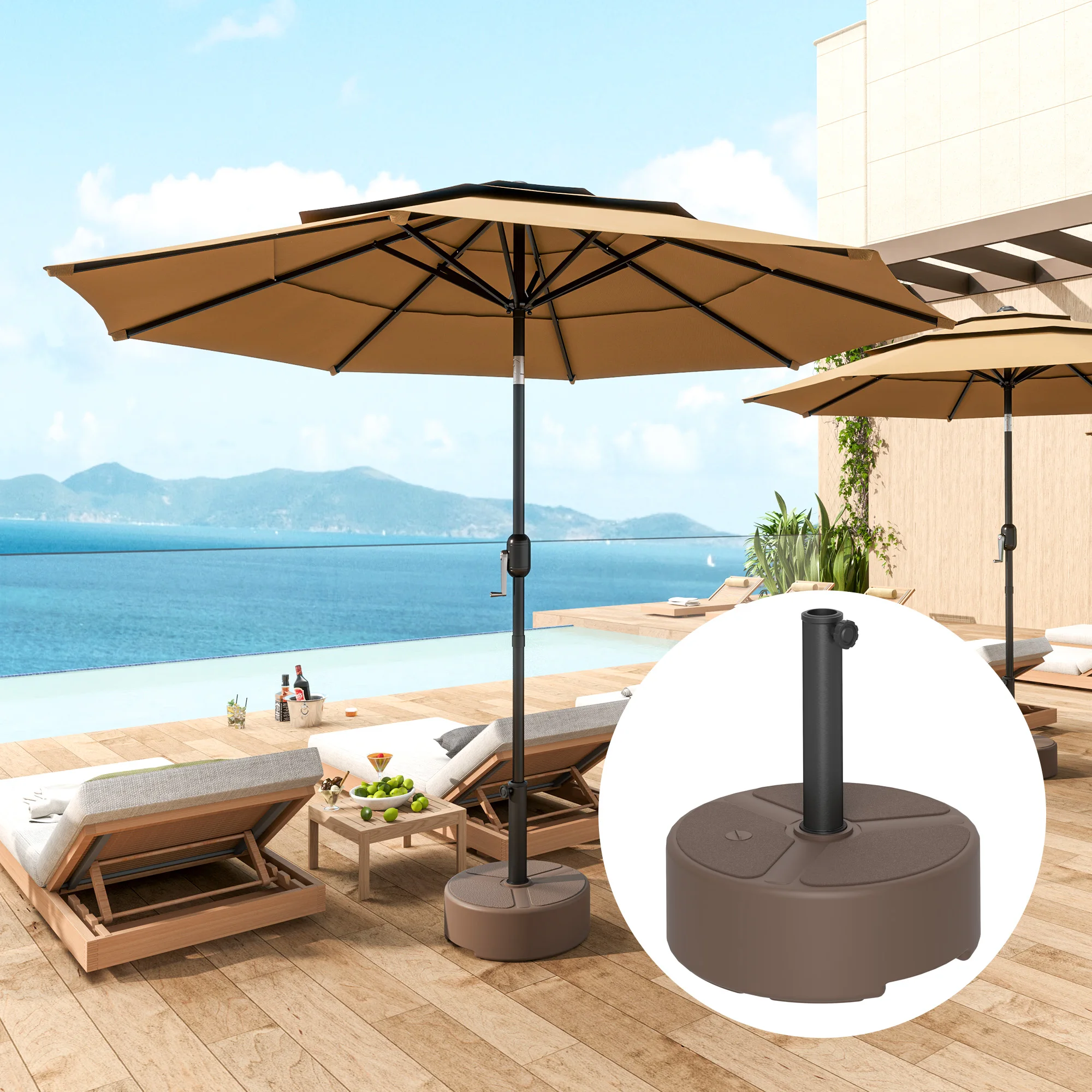 Heavy Duty Outdoor Umbrella Stand Base, Stand/Water Filled Umbrella Base, Brown
Heavy Duty Outdoor Umbrella Stand Base, Stand/Water Filled Umbrella Base, Brown