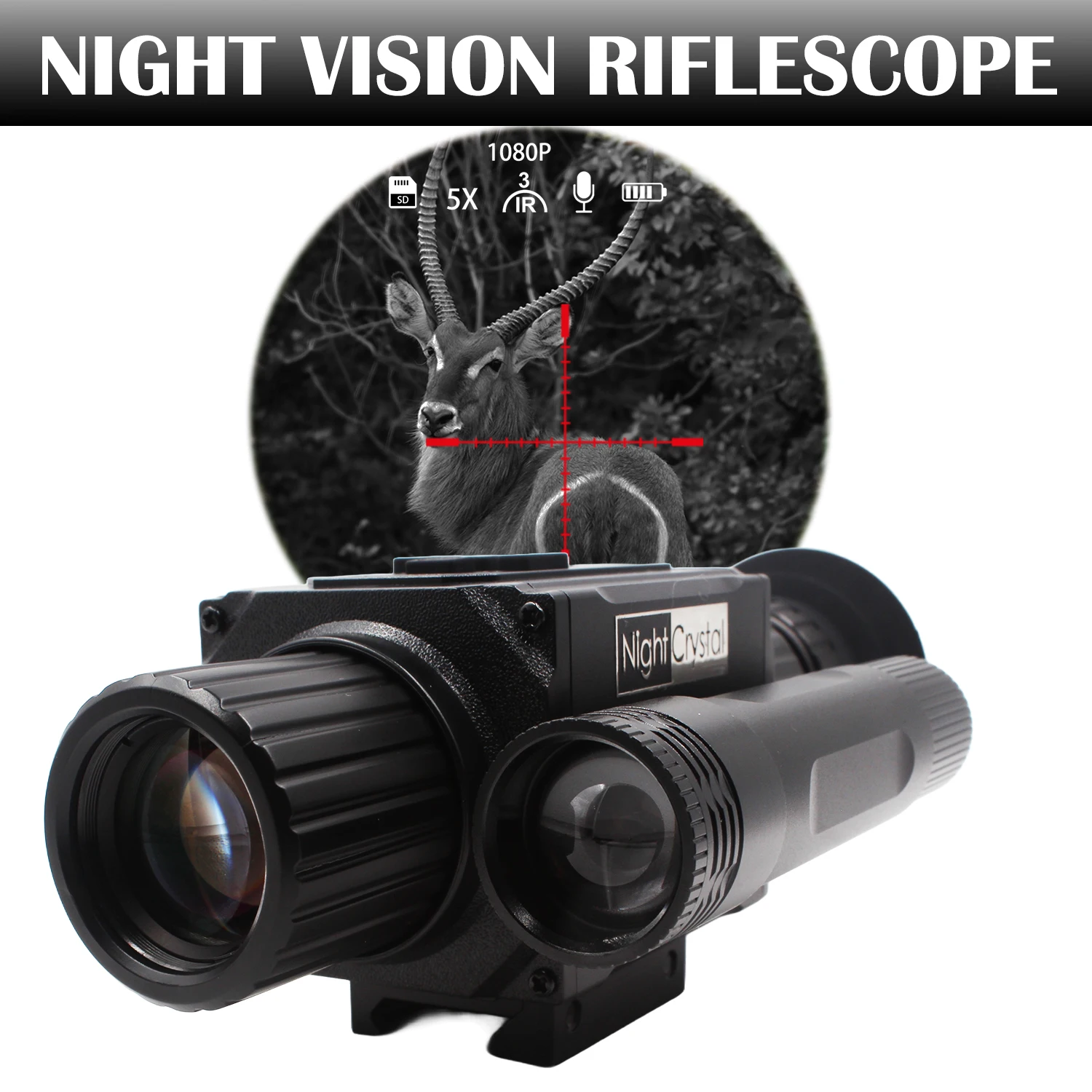 NightCrystal M6 Megaorei NK008 Plus Infrared Night Vision Hunting Camera Telescope Monocular Sight 1080p HD Video Recording DVR
NightCrystal M6 Megaorei NK008 Plus Infrared Night Vision Hunting Camera Telescope Monocular Sight 1080p HD Video Recording DVR