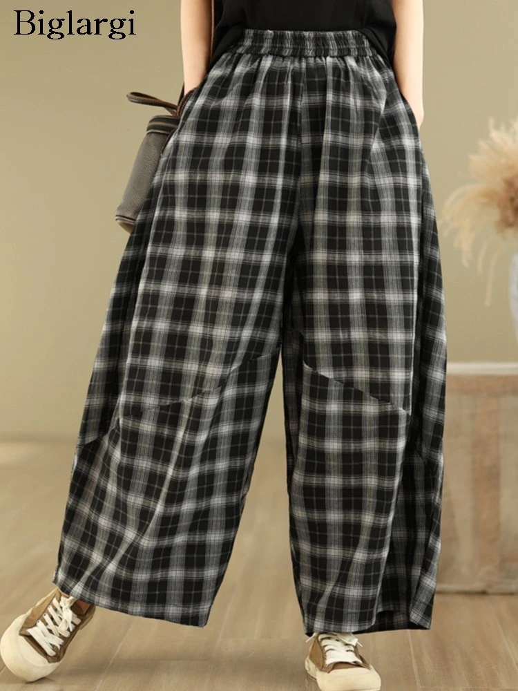 Oversized Summer Plaid Striped Print Pant Women Wide Leg Loose Fashion Ladies Trousers Casual Woman Elastic High Waist Pants
Oversized Summer Plaid Striped Print Pant Women Wide Leg Loose Fashion Ladies Trousers Casual Woman Elastic High Waist Pants