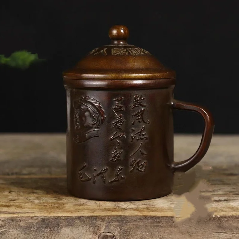 Antique copper relief red cultural tea cup tea jar home decoration retro collection crafts
Antique copper relief red cultural tea cup tea jar home decoration retro collection crafts