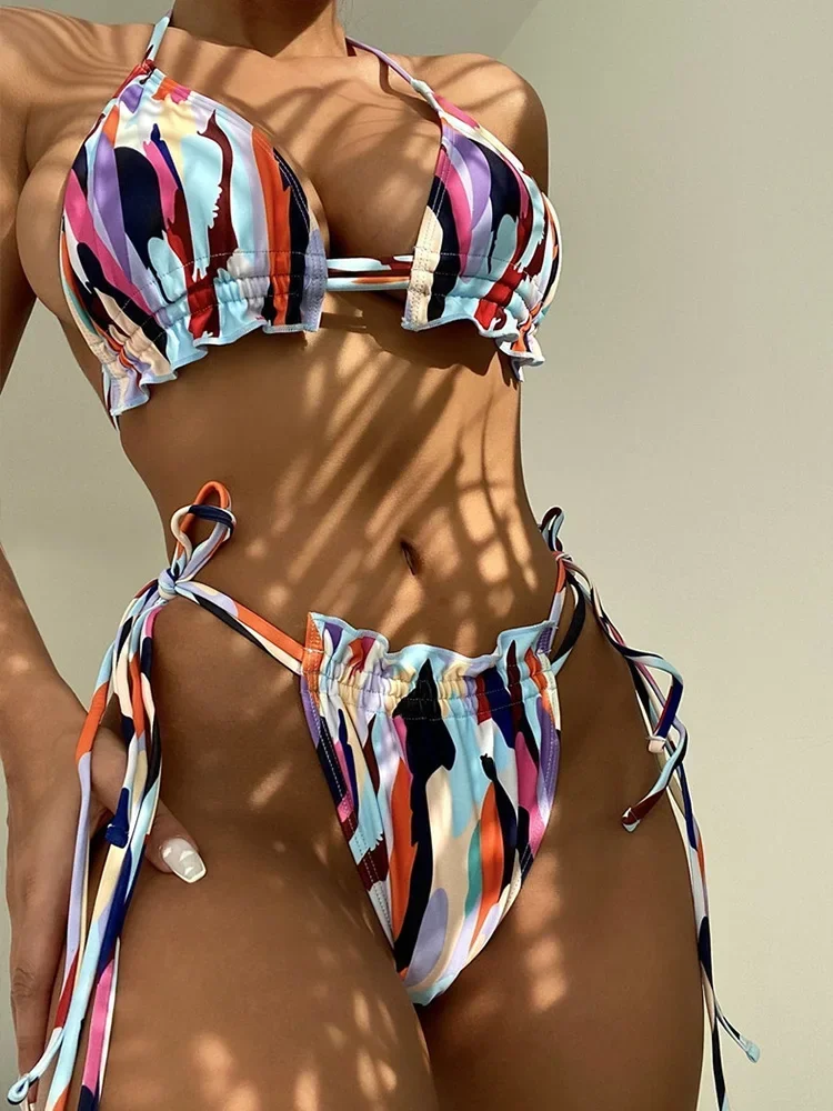 Sexy Print Laced Up Bikini 2 Piece Set Women Split Swimsuit High Waist Beach Triangle Bikini 2025 New Summer Swimwear Bikini Set
Sexy Print Laced Up Bikini 2 Piece Set Women Split Swimsuit High Waist Beach Triangle Bikini 2025 New Summer Swimwear Bikini Set